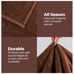 Fleece Plush Medium Weight Fluffy Soft Solid Decorative Blanket - Chocolate