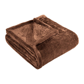 Fleece Plush Medium Weight Fluffy Soft Solid Decorative Blanket - Chocolate