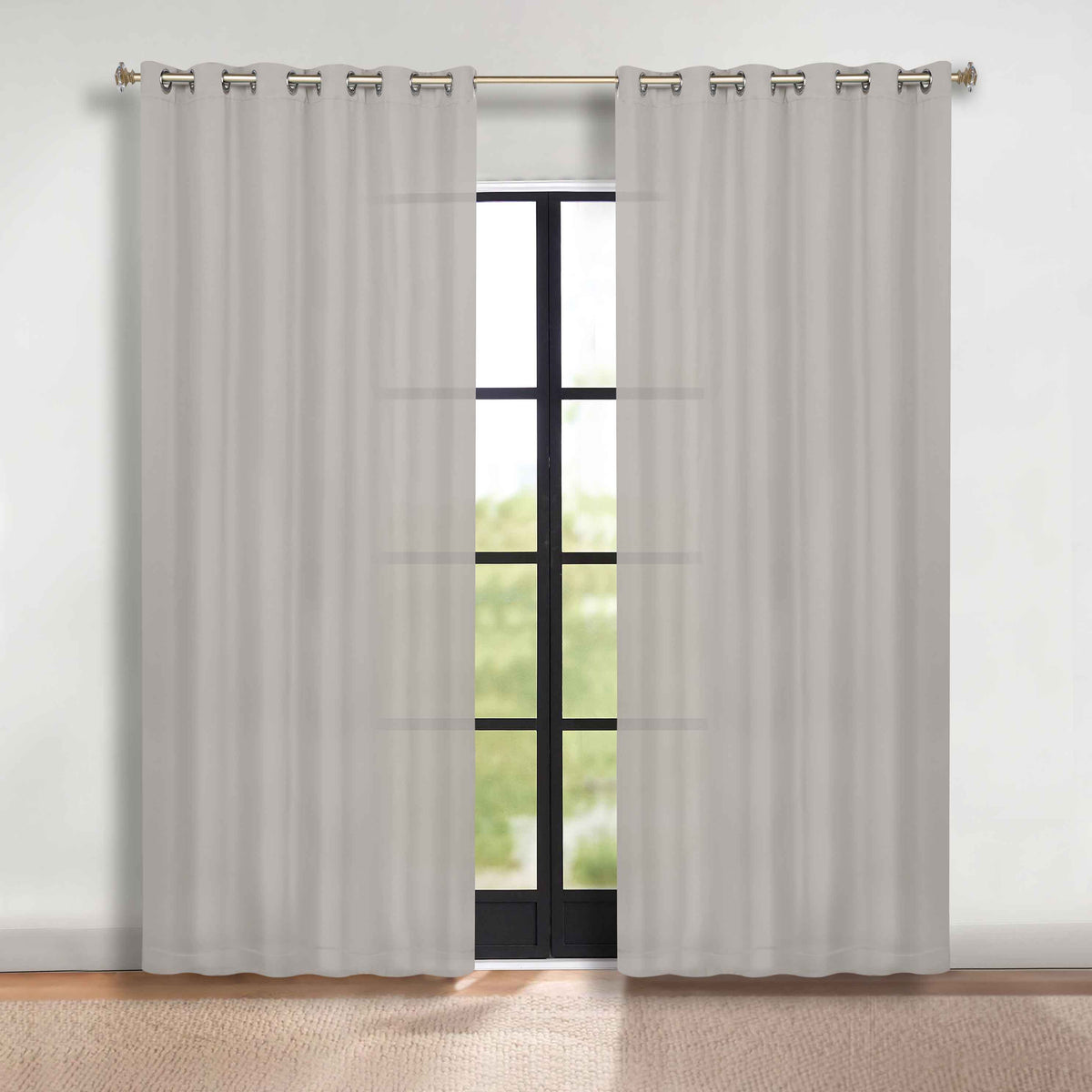 Solid Room Darkening Blackout Curtain Panels, Grommets, Set of 2 - Chrome