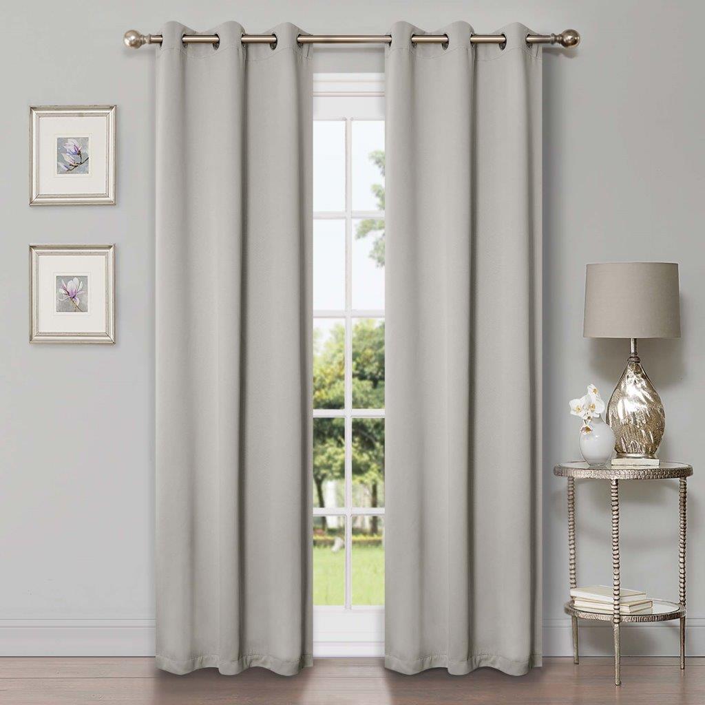 Solid Machine Washable Room Darkening Blackout Curtain 42 Inches - Chrome