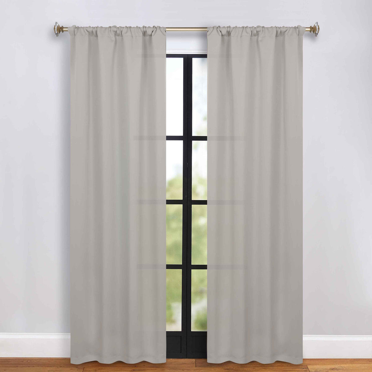 Solid Room Darkening Blackout Curtain Panels, Rod Pocket, Set of 2 - Chrome