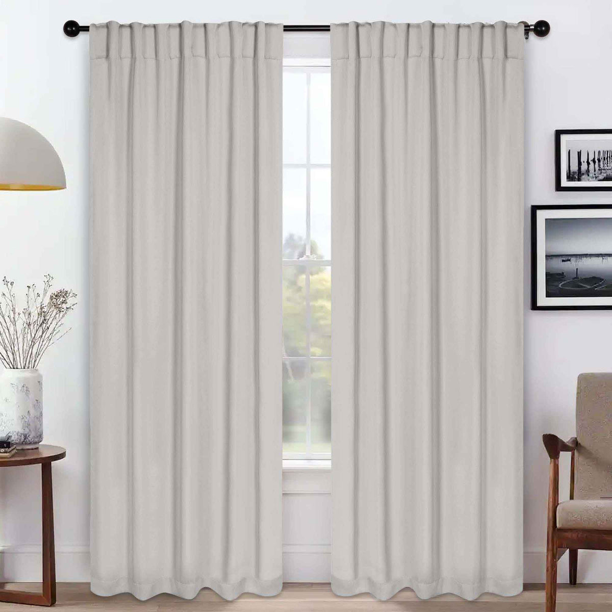 Solid Room Darkening Blackout Curtain Panels, Back Tabs, Set of 2