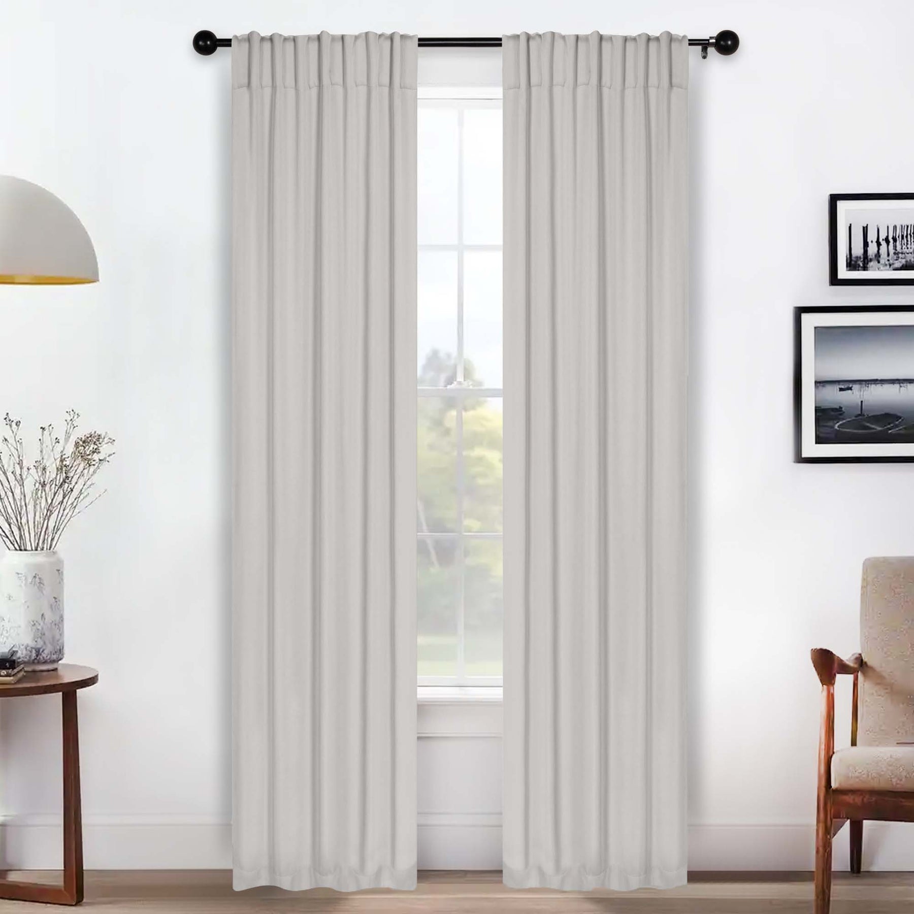 Solid Room Darkening Blackout Curtain Panels, Back Tabs, Set of 2 - Chrome