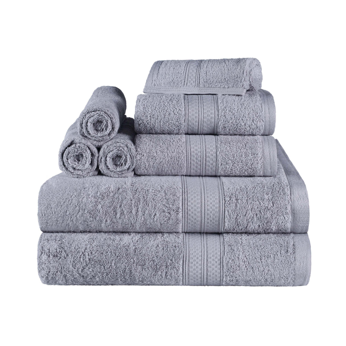 Ultra-Soft Rayon from Bamboo Cotton Blend 8 Piece Towel Set - Chrome