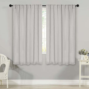 Solid Room Darkening Blackout Curtain Panels, Back Tabs, Set of 2 - Chrome