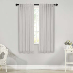 Solid Room Darkening Blackout Curtain Panels, Back Tabs, Set of 2 - Chrome