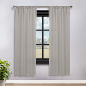 Solid Room Darkening Rod Pocket Blackout Curtain Panels, Set of 2 - Chrome