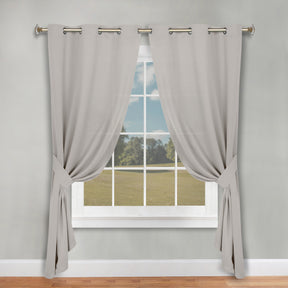 Classic Modern Solid Room Darkening Blackout Curtain Panels, Set of 2 - Chrome