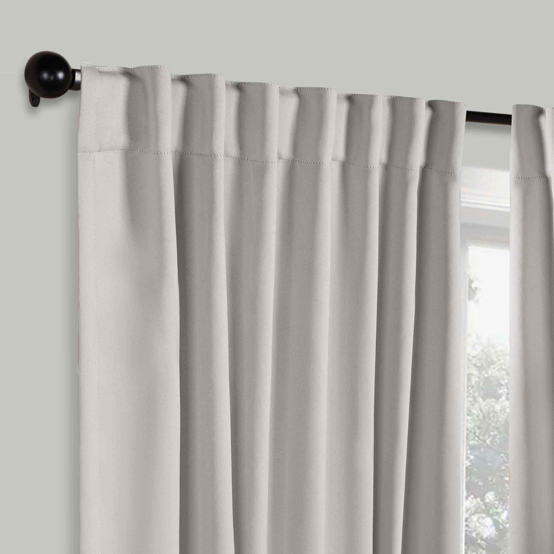 Solid Room Darkening Blackout Curtain Panels, Back Tabs, Set of 2 - Chrome