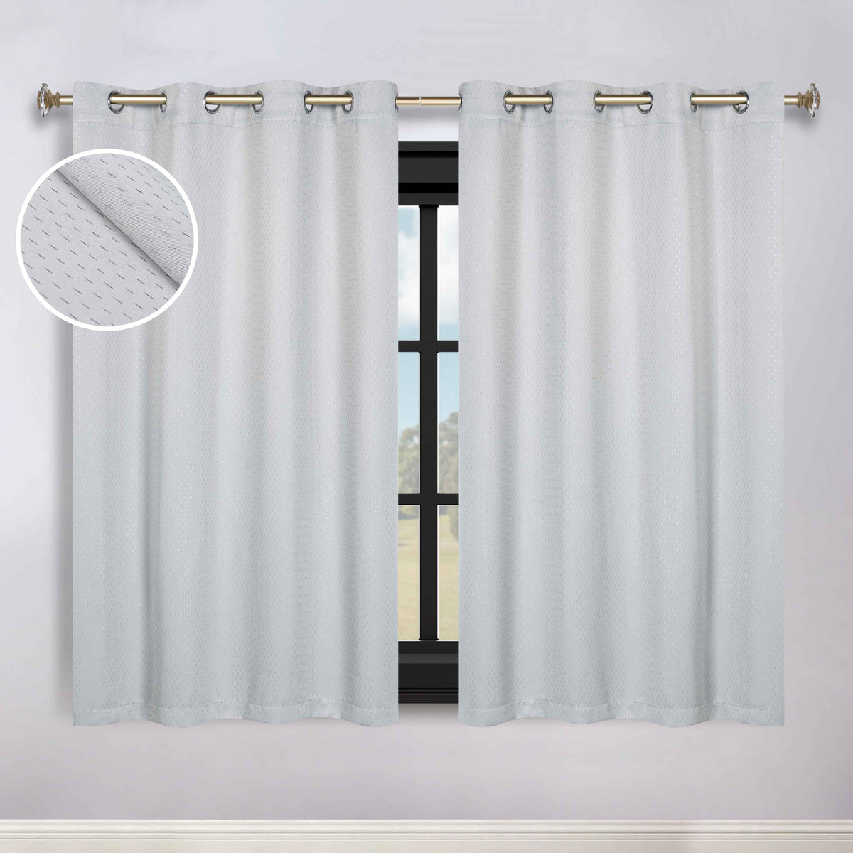 Modern Shimmer Washable Room Darkening Blackout Curtains, Set of 2