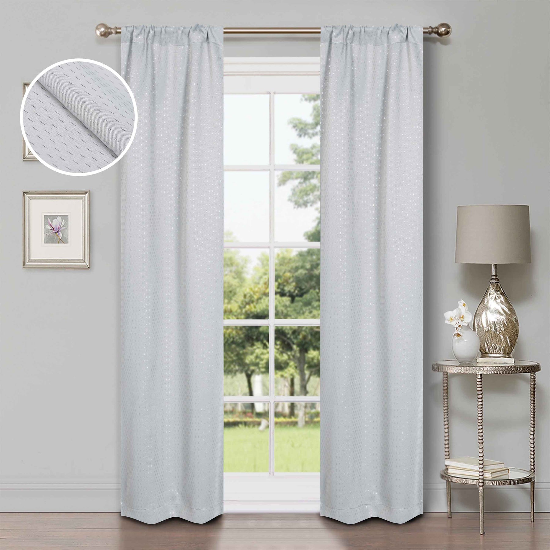 Modern Shimmer Washable Room Darkening Blackout Curtains, Set of 2