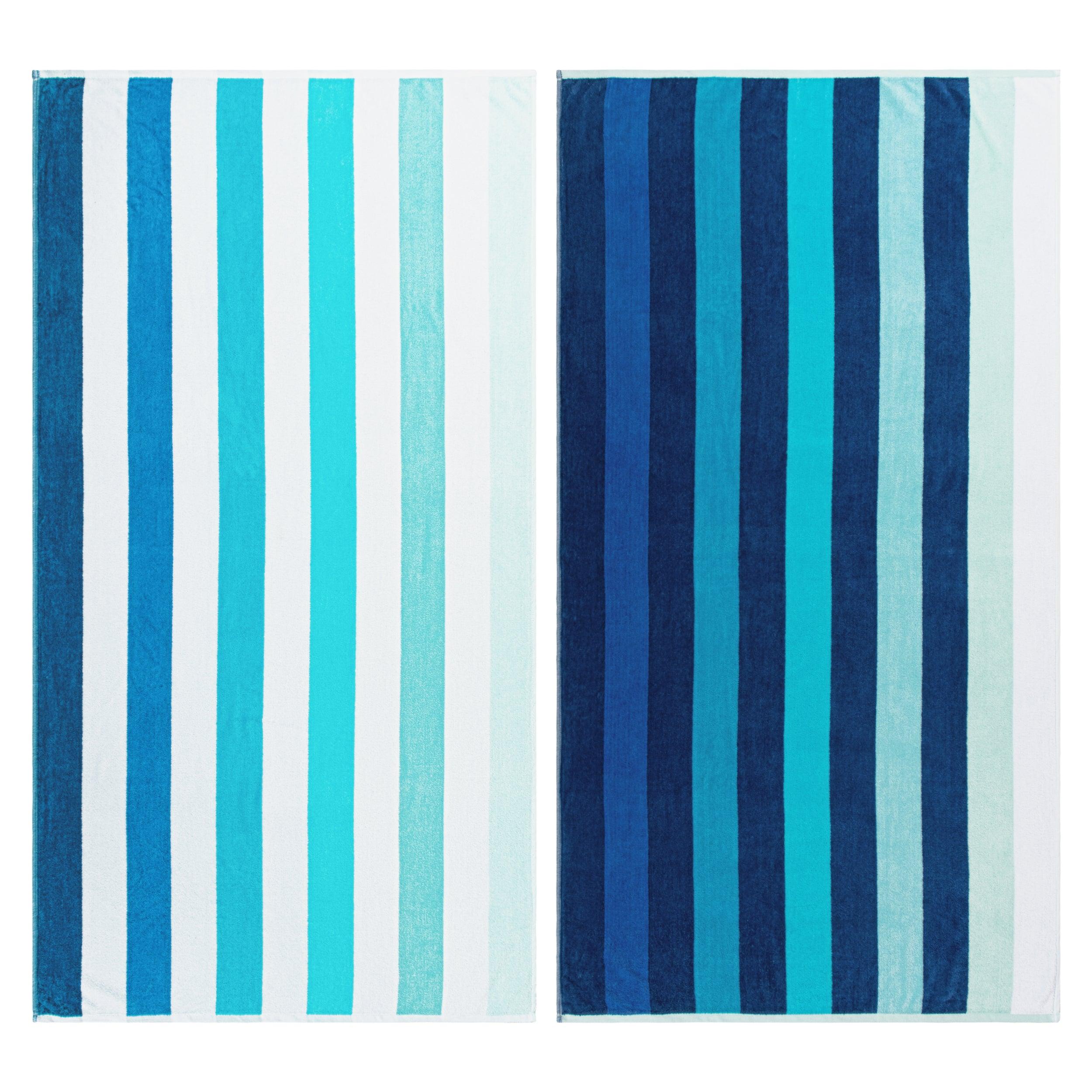 Coastal Blues Cotton Oversized 2 Piece Beach Towel Set - Beach Towel by Superior