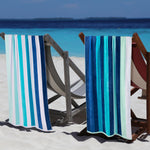 Coastal Blues Cotton Oversized 2 Piece Beach Towel Set - Beach Towel by Superior