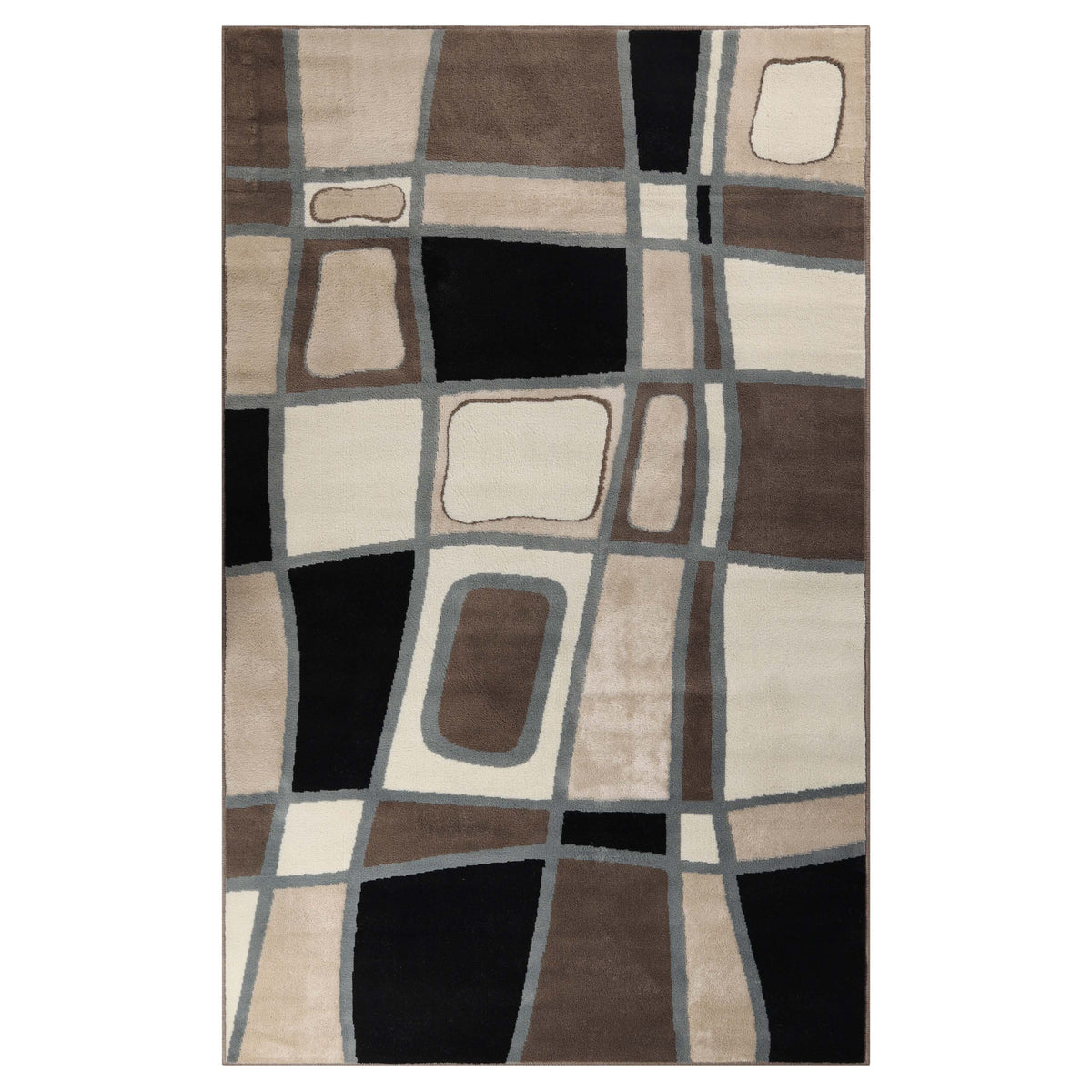 Abstract Cobblestone Indoor Large Area Rugs or Runner Rug - Brown