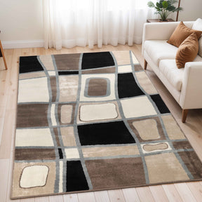 Abstract Cobblestone Indoor Large Area Rugs or Runner Rug - Brown