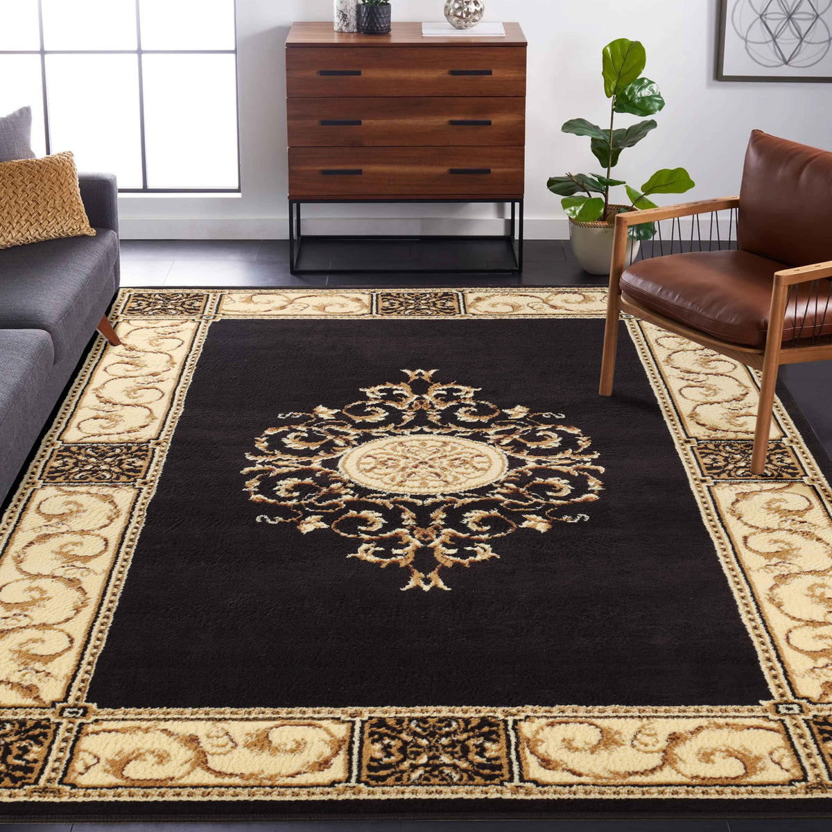 Oversized Medallion Modern Bohemian Indoor Area Rug or Runner Rug - Rugs by Superior - Superior 