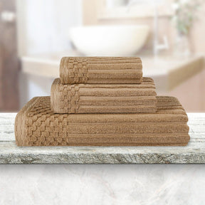 Soho Ribbed Cotton Absorbent 3 Piece Assorted Towel Set - Towel Set by Superior - Superior 