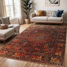 Copley Bohemian Oriental Medallion Wildlife Indoor Area Rug Or Runner - Brown