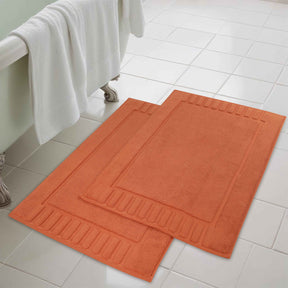 Leo Cotton Solid Modern Absorbent Heavy Washable Bath Mat Set of 2