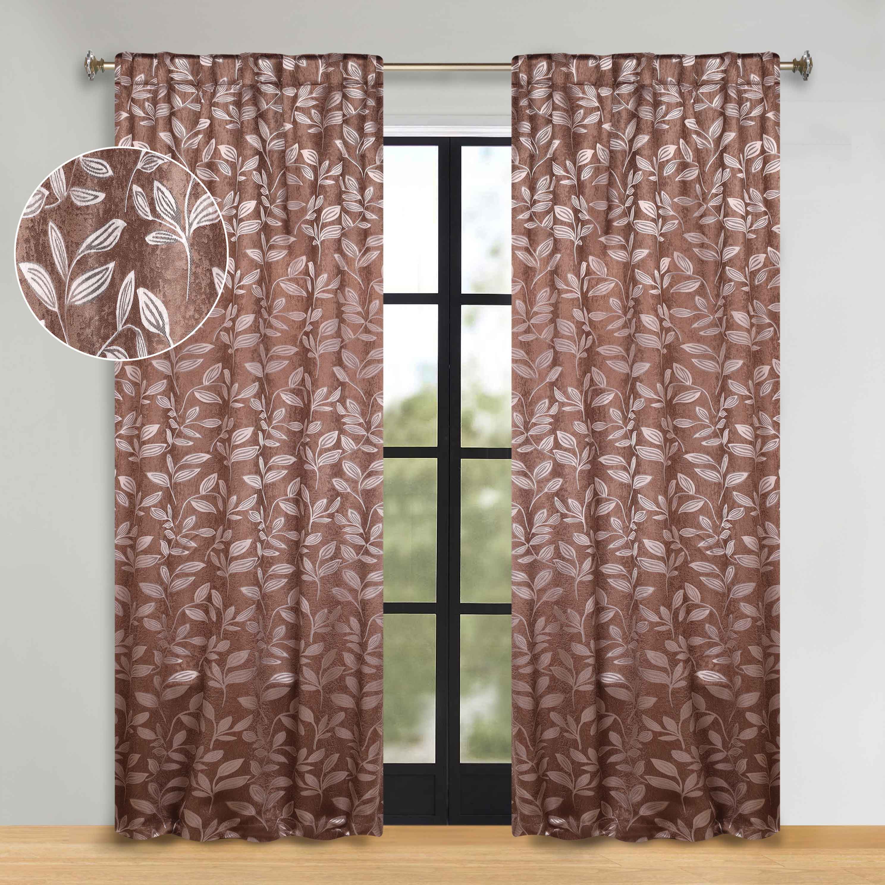 Leaves Room Darkening Back Tabs Blackout Curtain Panels, Set of 2 - Blackout Curtains by Superior