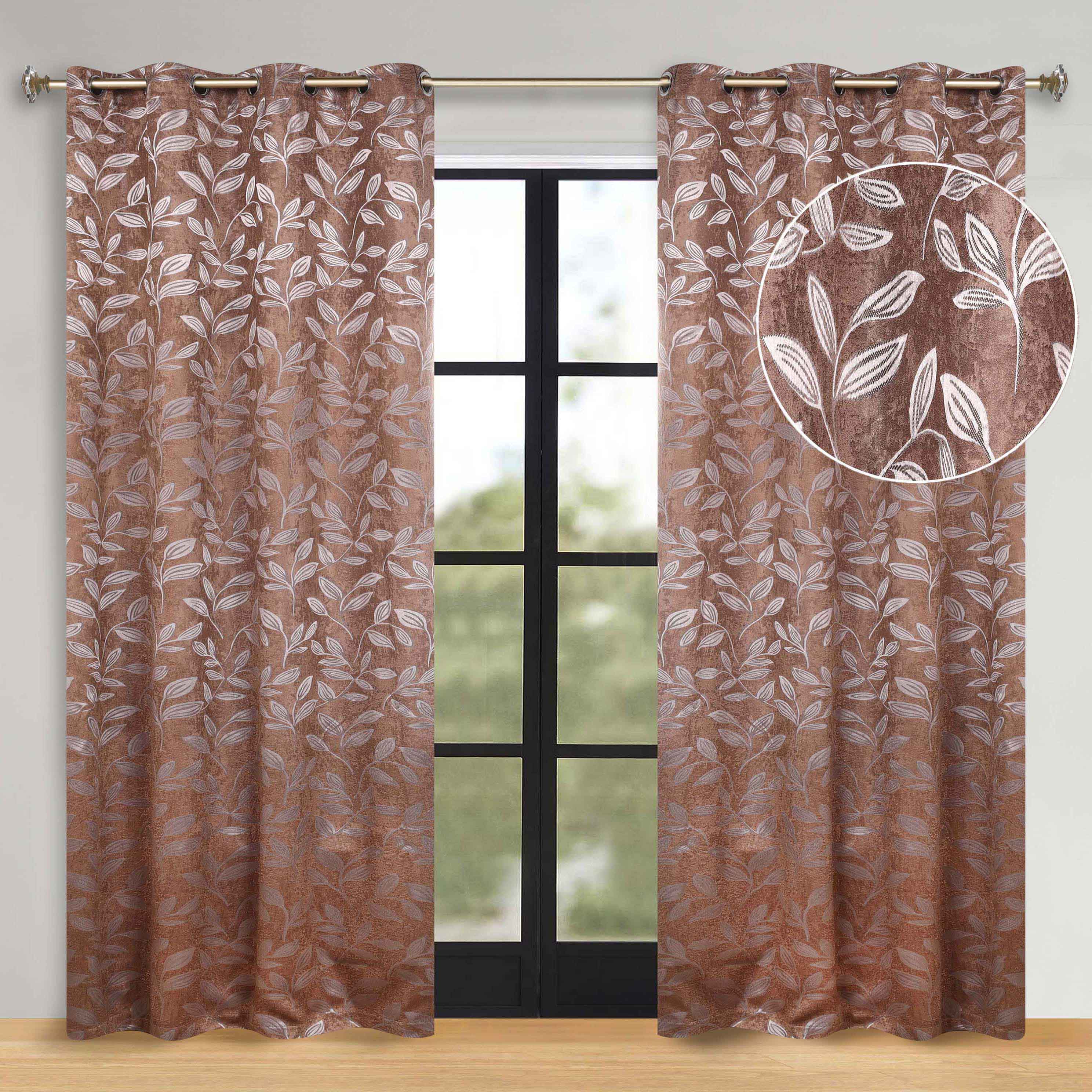 Leaves Room Darkening Washable Blackout Curtain Panels, Set of 2 - Blackout Curtains by Superior