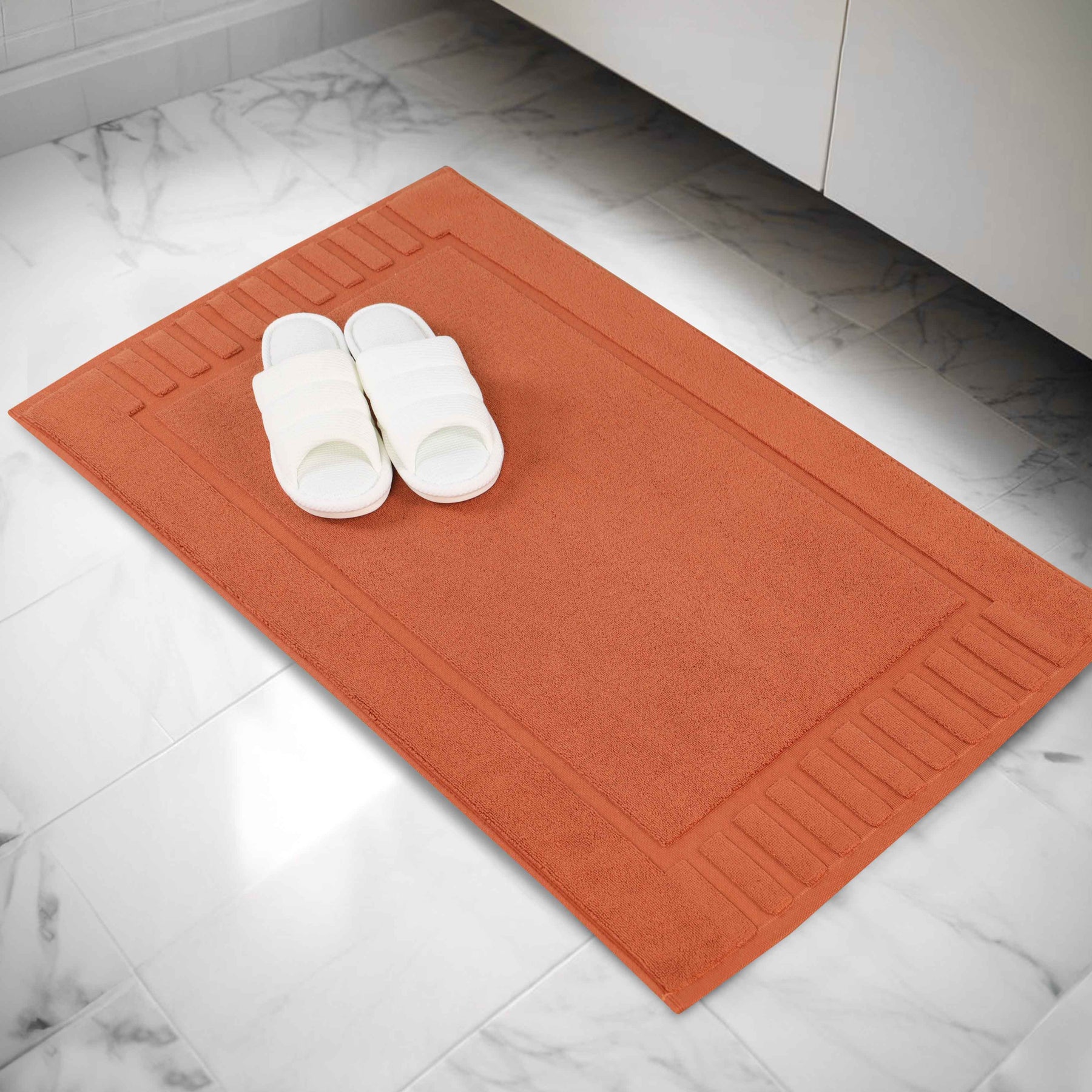 Leo Cotton Solid Modern Absorbent Heavy Washable Bath Mat Set of 2