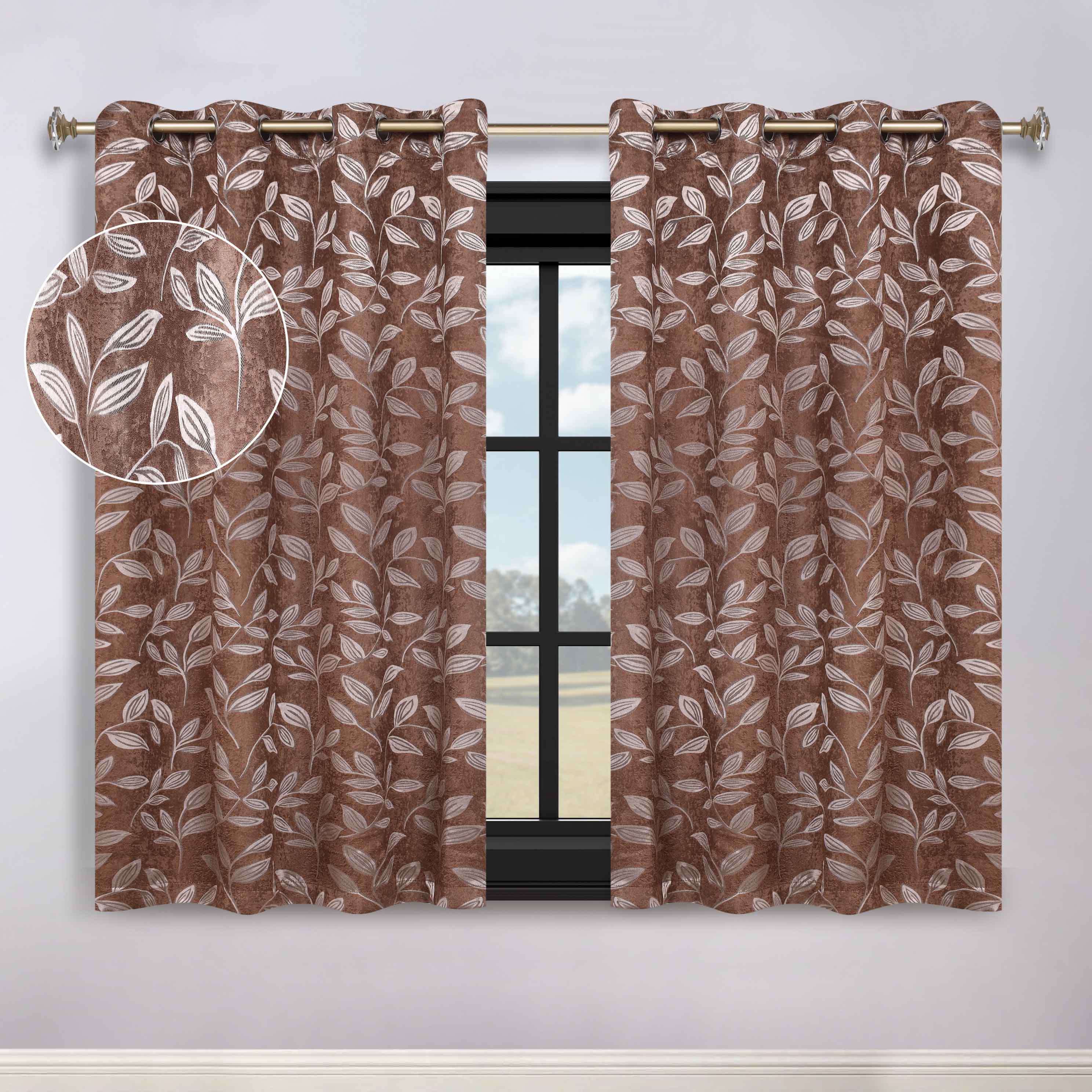 Leaves Room Darkening Washable Blackout Curtain Panels, Set of 2 - Blackout Curtains by Superior