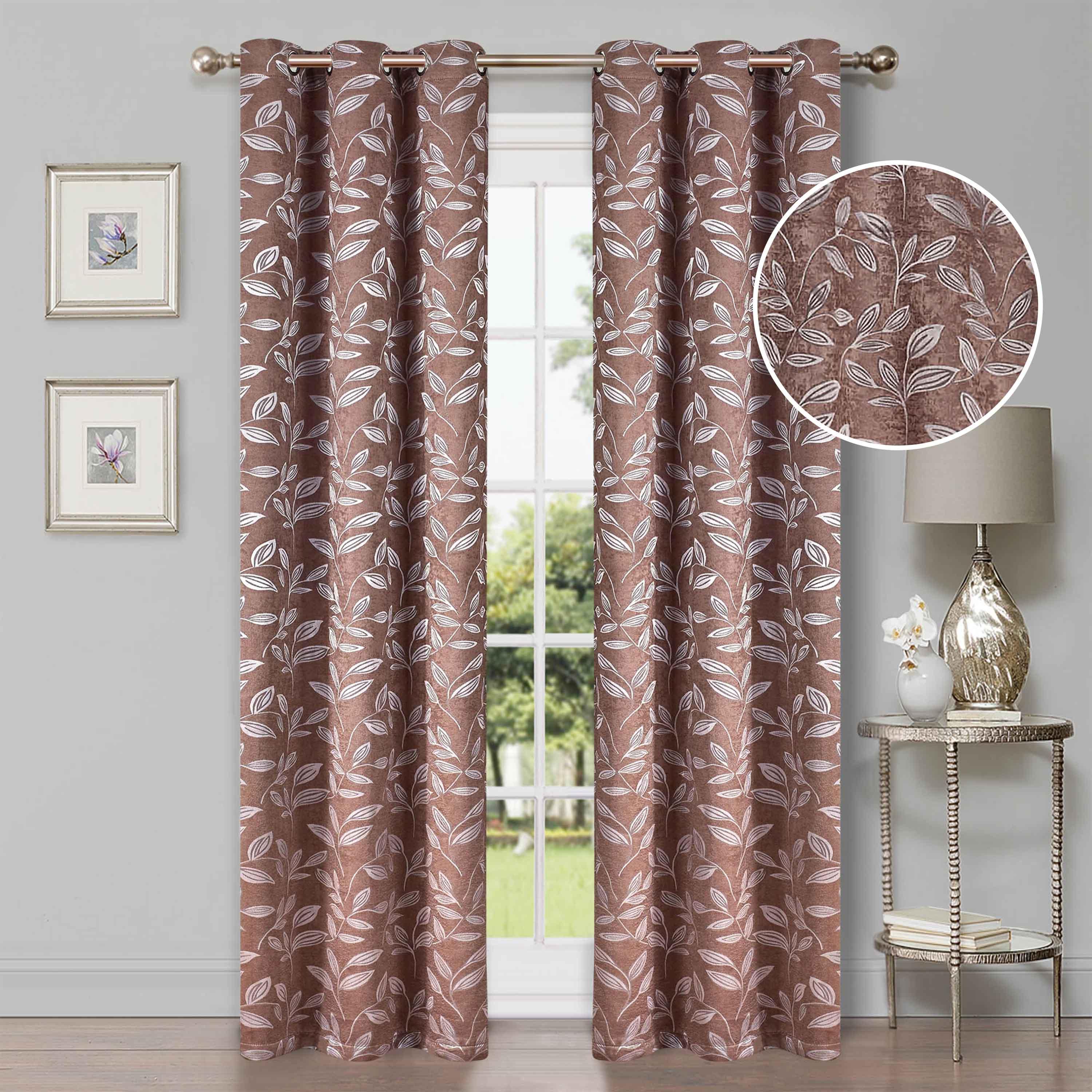 Leaves Machine Washable Room Darkening Blackout Curtains, Set of 2 - Blackout Curtains by Superior