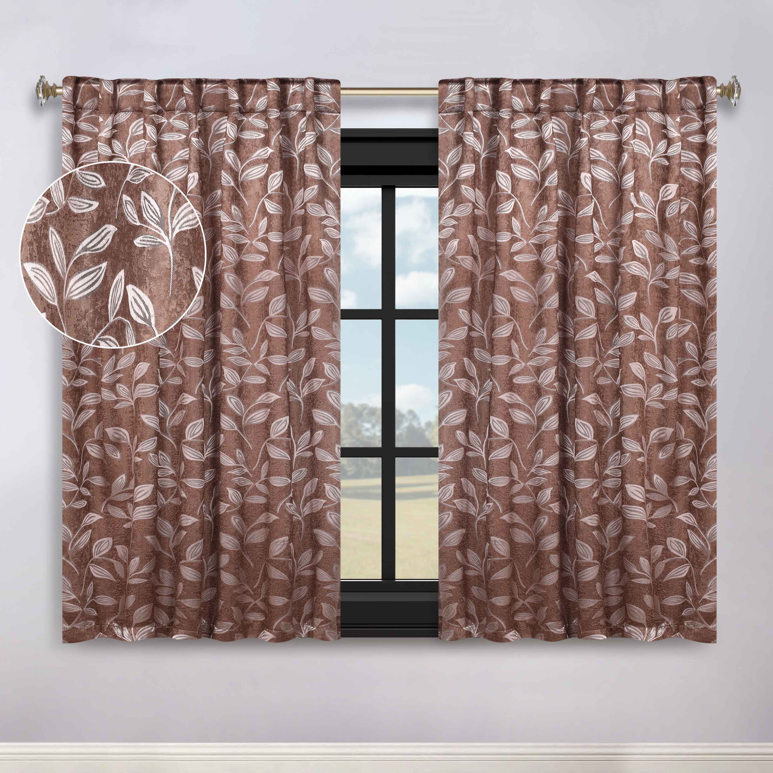 Leaves Room Darkening Back Tabs Blackout Curtain Panels, Set of 2 - Blackout Curtains by Superior