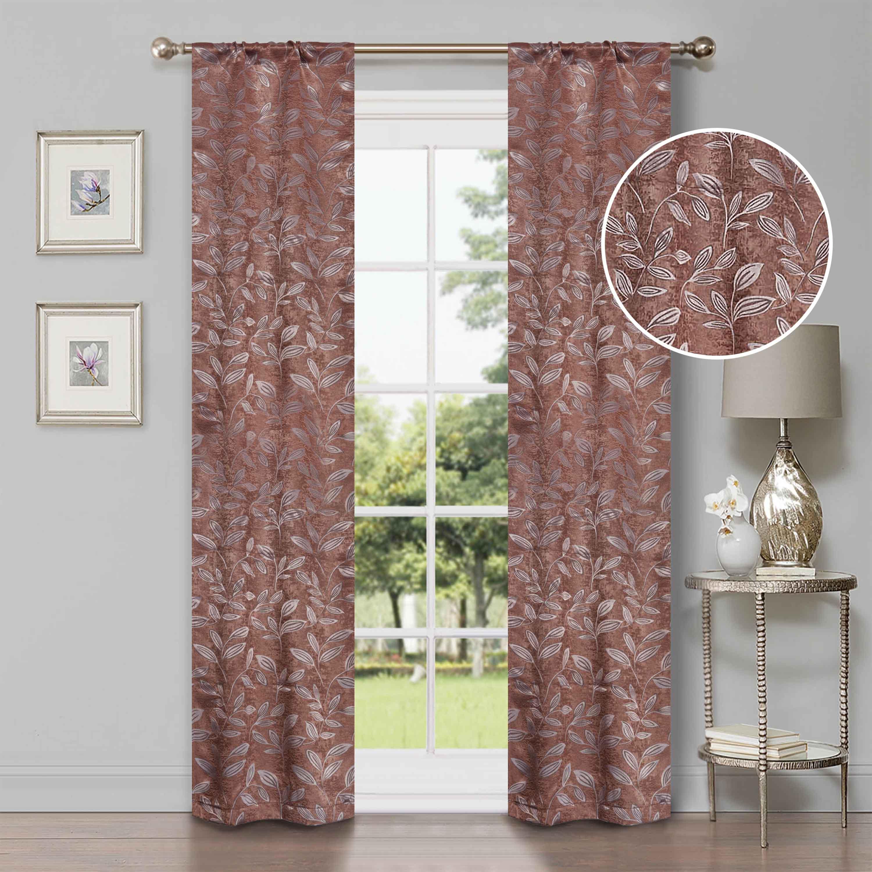 Leaves Machine Washable Room Darkening Blackout Curtains, Set of 2 - Blackout Curtains by Superior