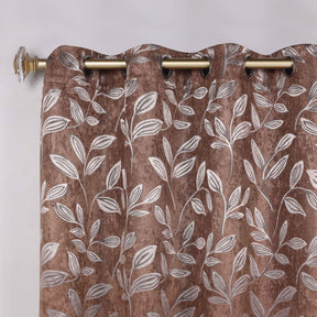 Leaves Room Darkening Washable Blackout Curtain Panels, Set of 2 - Copper