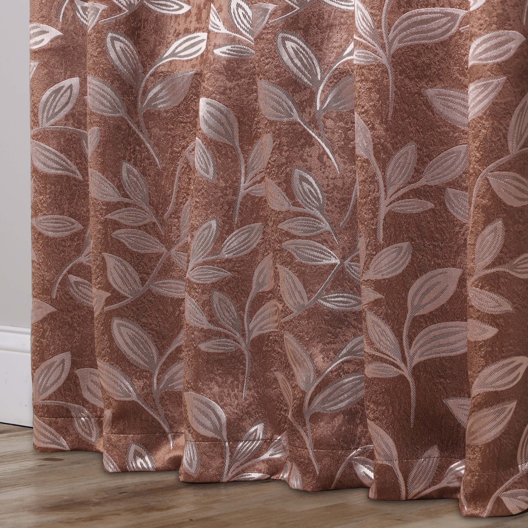 Leaves Room Darkening Washable Blackout Curtain Panels, Set of 2 - Copper