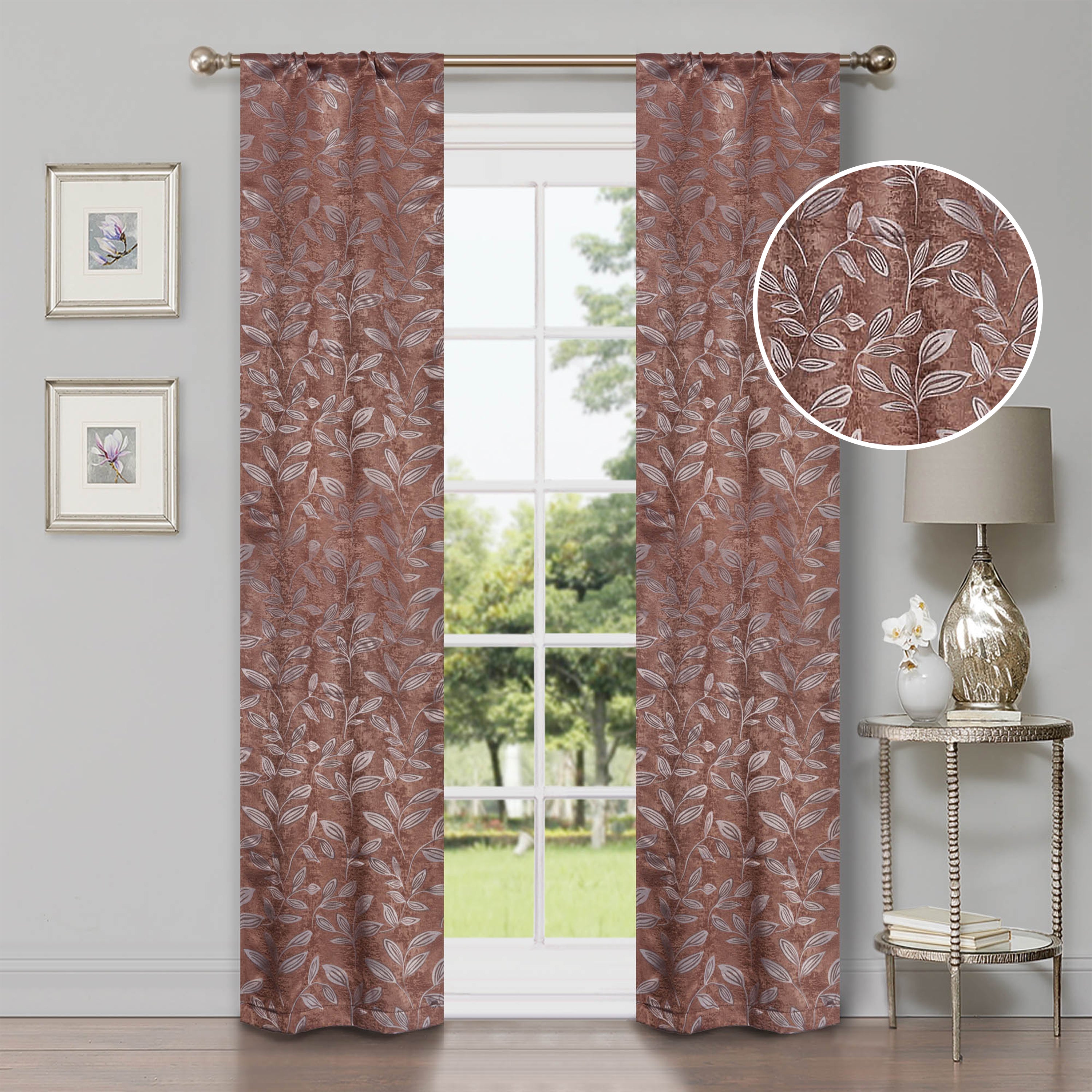 Leaves Room Darkening Washable Blackout Curtain Panels, Set of 2 - Blackout Curtains by Superior