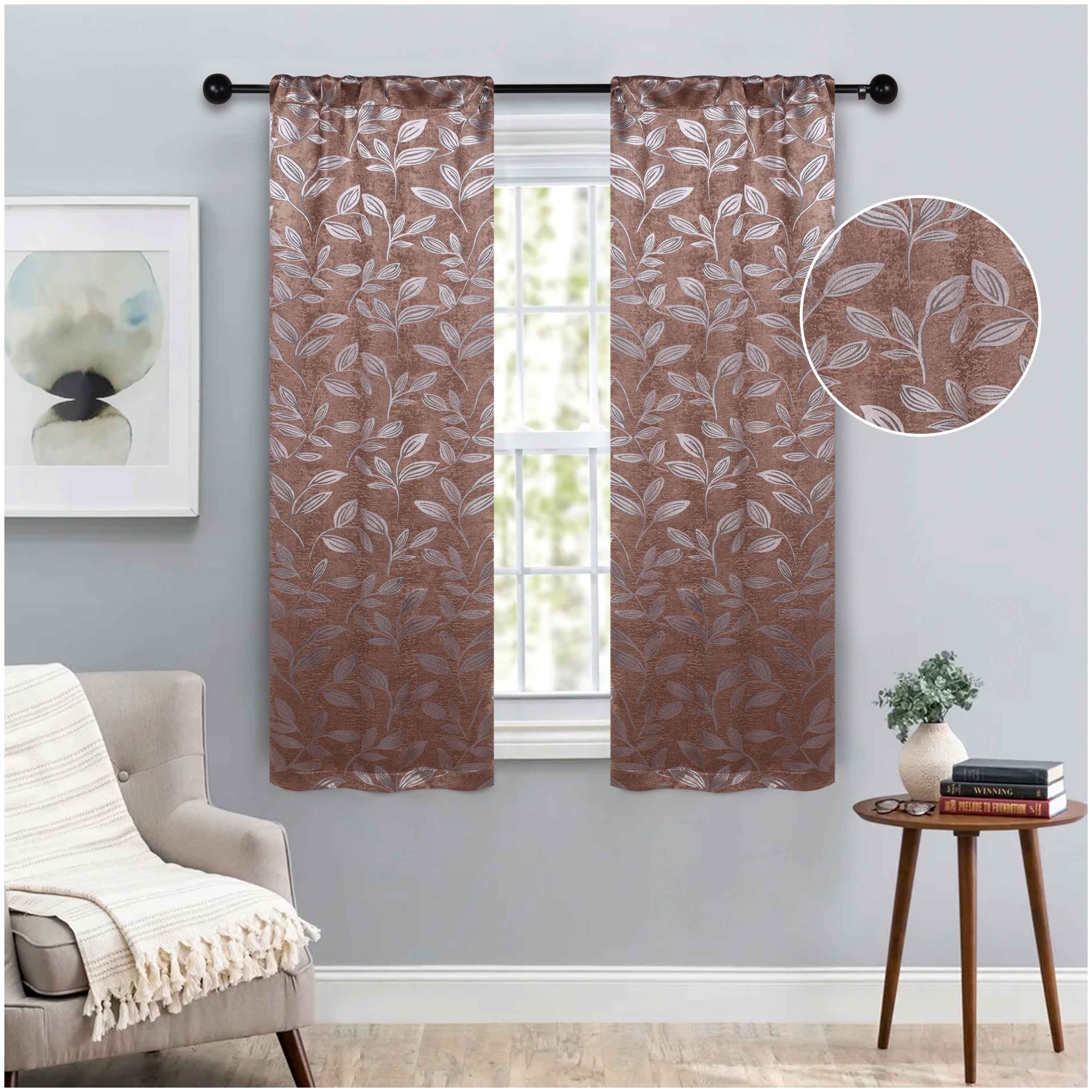 Leaves Room Darkening Washable Blackout Curtain Panels, Set of 2 - Blackout Curtains by Superior