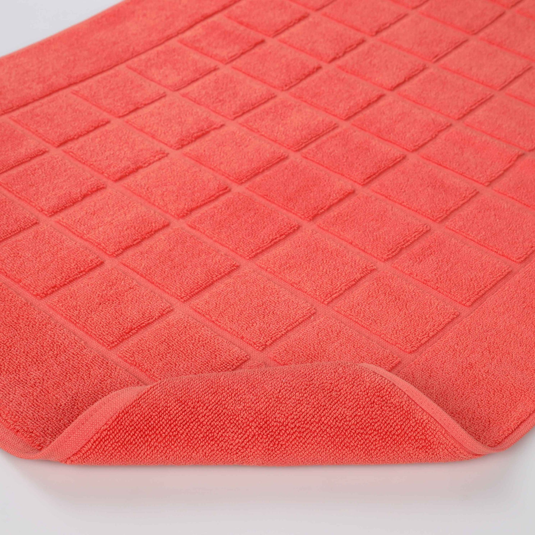 Nora Cotton Solid Absorbent Thick Checkered Washable Bath Mat Set of 2