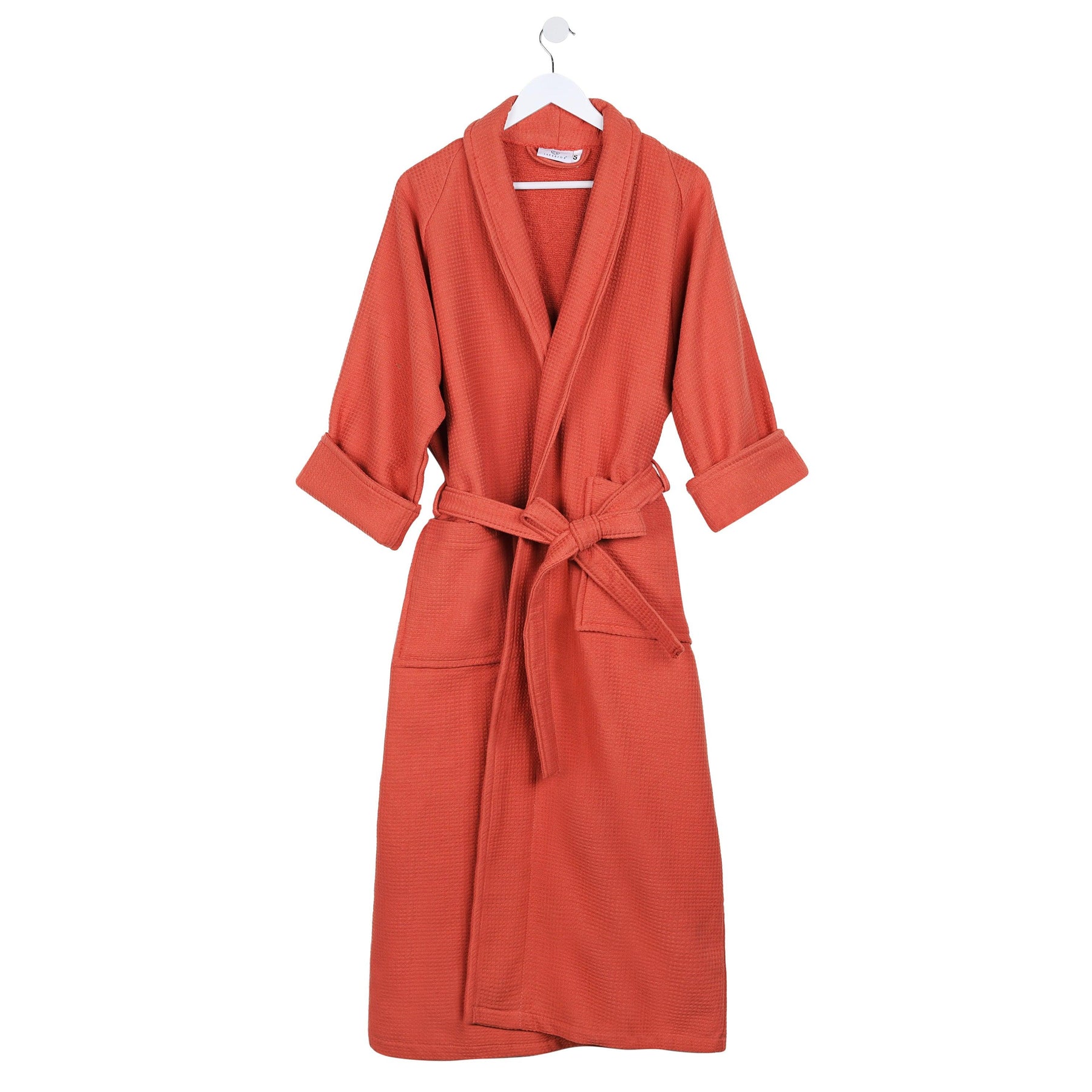 Waffle Weave Cotton Soft Lightweight Oversized Unisex Adult Bath Robe - Coral