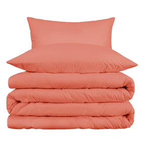 Cotton Blend 800 Thread Count Solid Duvet Cover Set - Coral