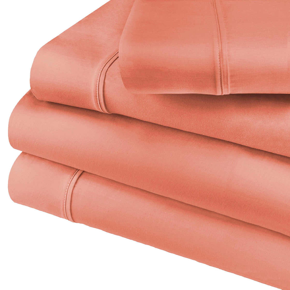 Cotton Blend 800 Thread Count Solid Deep Pocket Bed Sheet Set - Coral