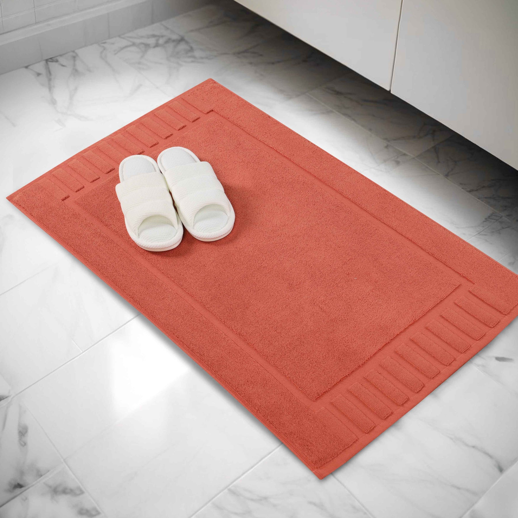 Leo Cotton Solid Modern Absorbent Heavy Washable Bath Mat Set of 2