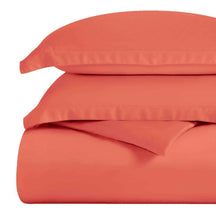 Egyptian Cotton 300 Thread Count Solid Luxury Duvet Cover Set - Coral