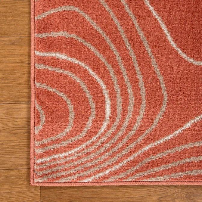 Veer Modern Abstract Wood Grain Indoor Area Rug or Runner Rug - Coral