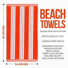 Striped Extra Large Oversized Absorbent Quick Dry Cotton Beach Towel