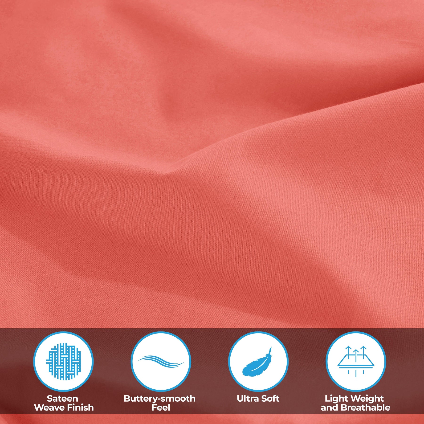 Egyptian Cotton 300 Thread Count Solid Deep Pocket Bed Sheet Set - Coral