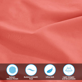 Egyptian Cotton 300 Thread Count Solid Deep Pocket Bed Sheet Set - Coral