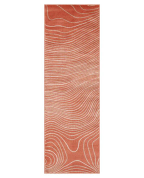 Veer Modern Abstract Wood Grain Indoor Area Rug or Runner Rug - Coral