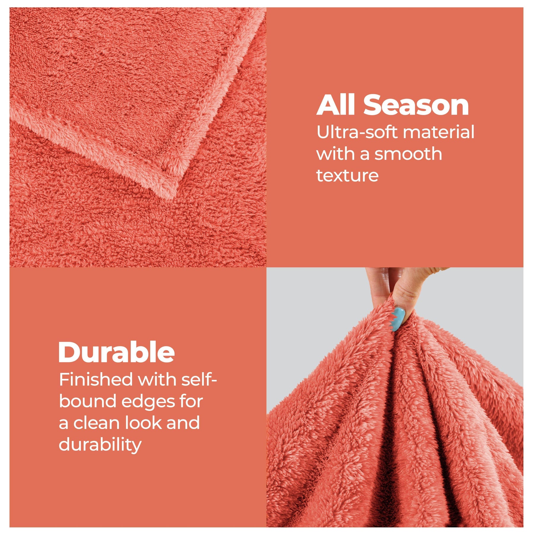 Fleece Plush Medium Weight Fluffy Soft Solid Decorative Blanket - Coral