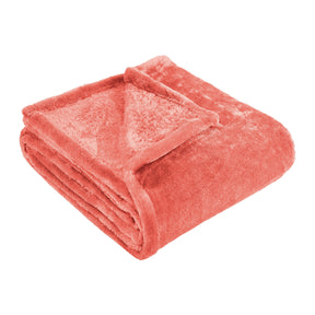 Fleece Plush Medium Weight Fluffy Soft Solid Decorative Blanket - Coral