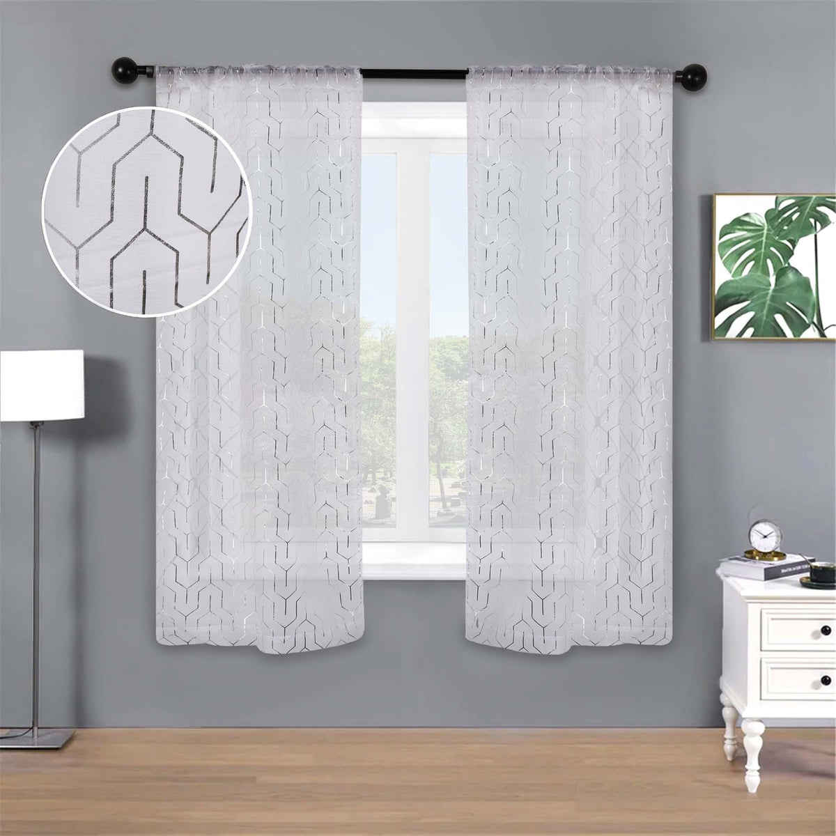 Cormac Printed Sheer Curtain Set of 2 Panels - Sheer Curtains by Superior - Superior 