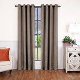 Linen Pattern Washable Room Darkening Blackout Curtains, Set of 2 - Coriander