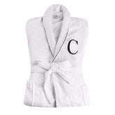 Cotton Embroidered Fluffy Bathrobe Adult Unisex Bath Robe White - C